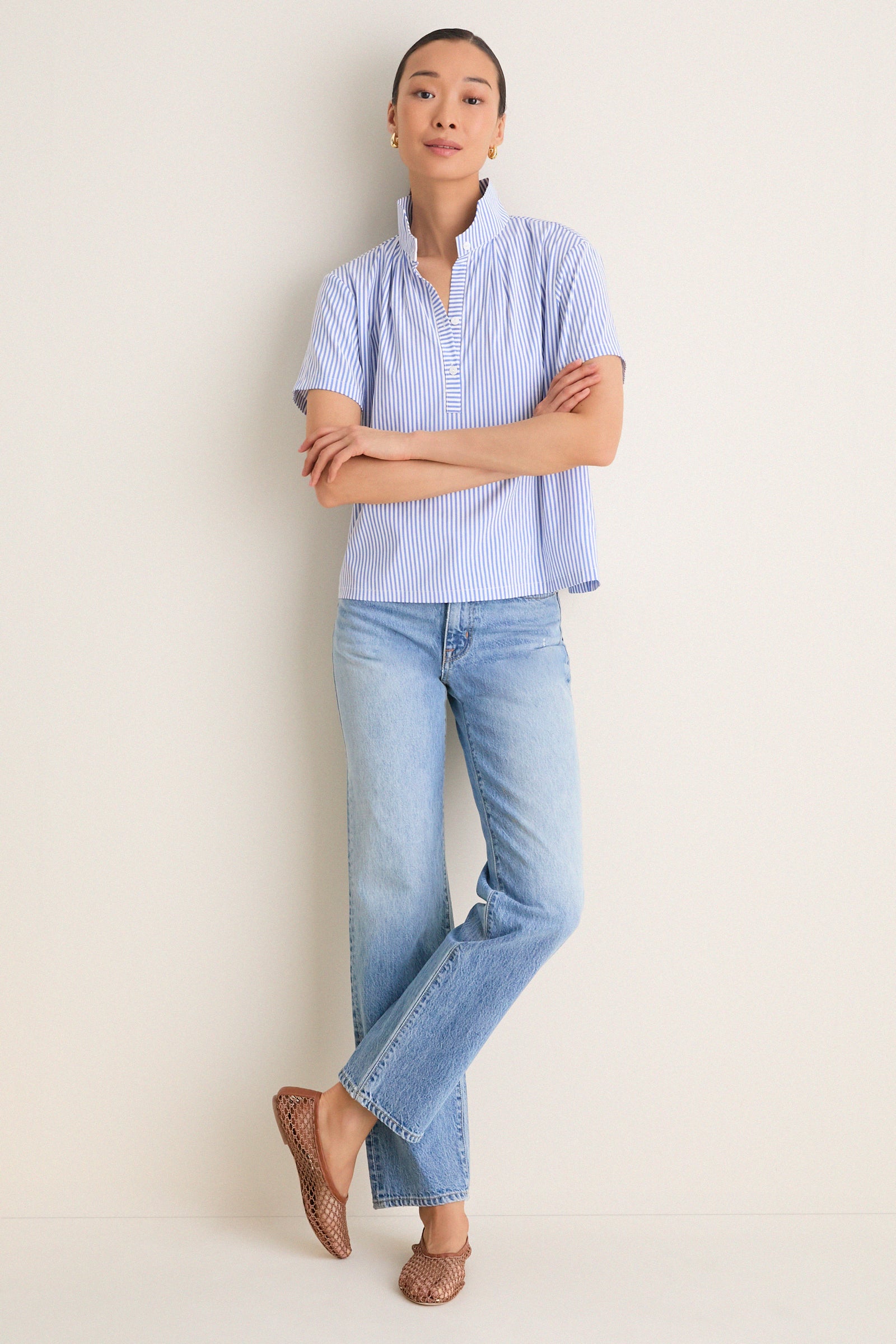 Blue and White Stripe Finn Popover