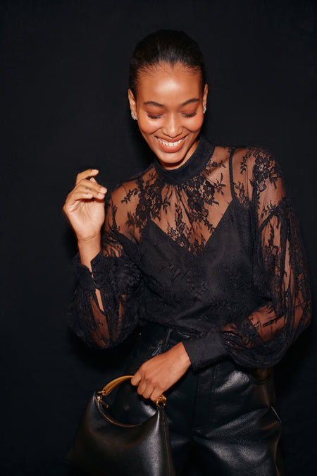 Black Metal Handle Rhea Bag