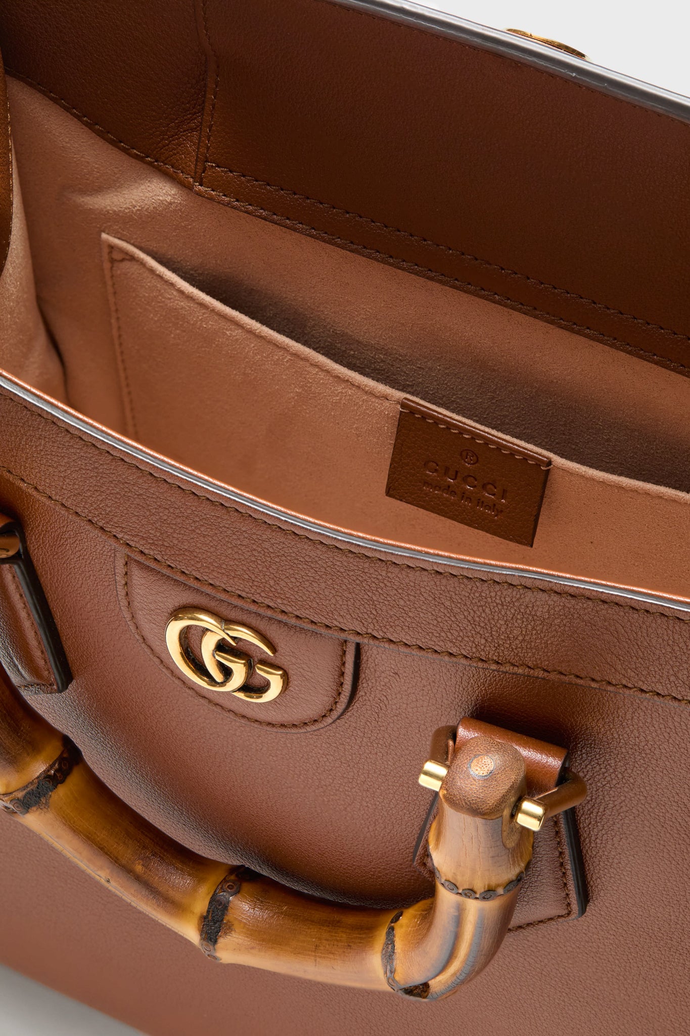 GUCCI Brown Bamboo Diana 2 Way Handbag