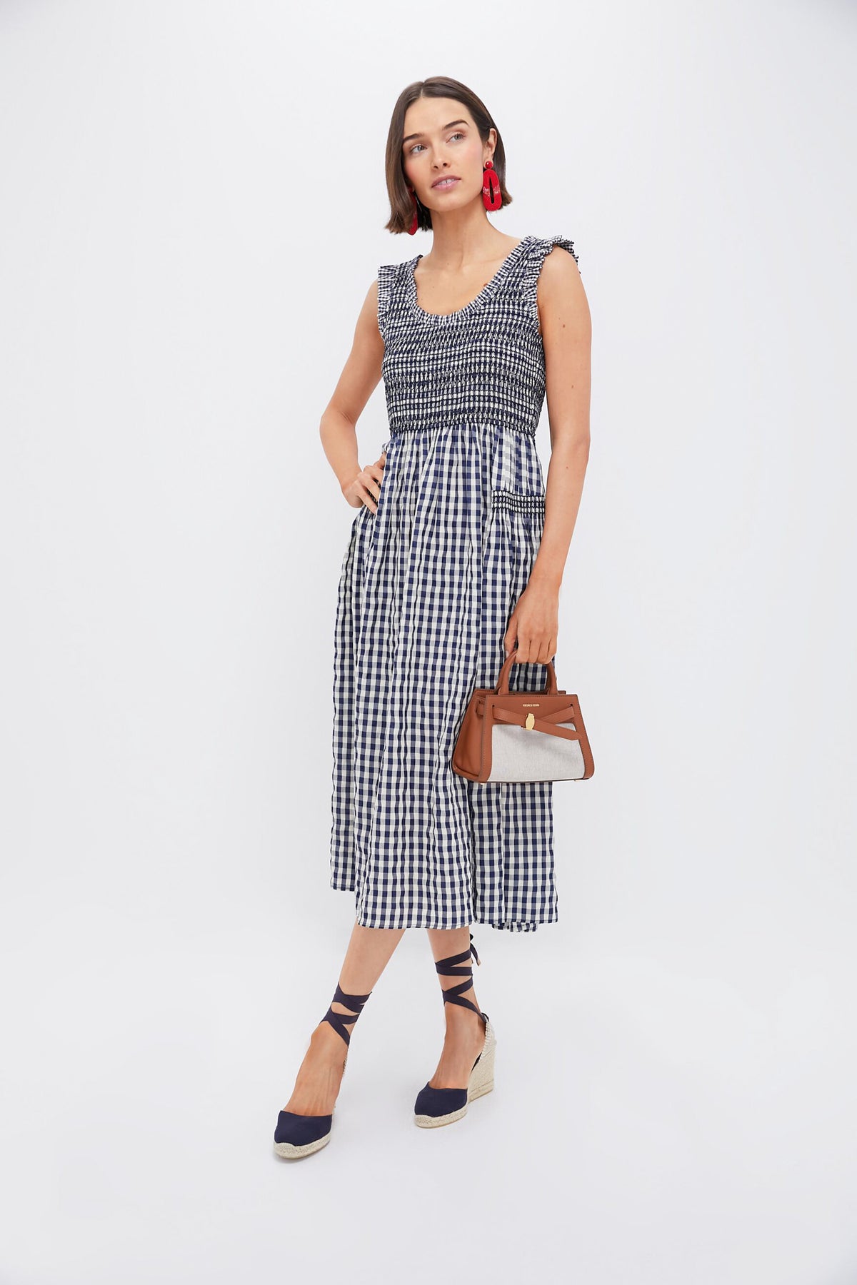 Navy Gingham Smocked Abilene Midi Dress | Pomander Place Navy Gingham Smocked Abilene Midi Dress | Pomander Place