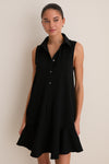 Black Crepe Sleeveless Callahan Shirt Dress