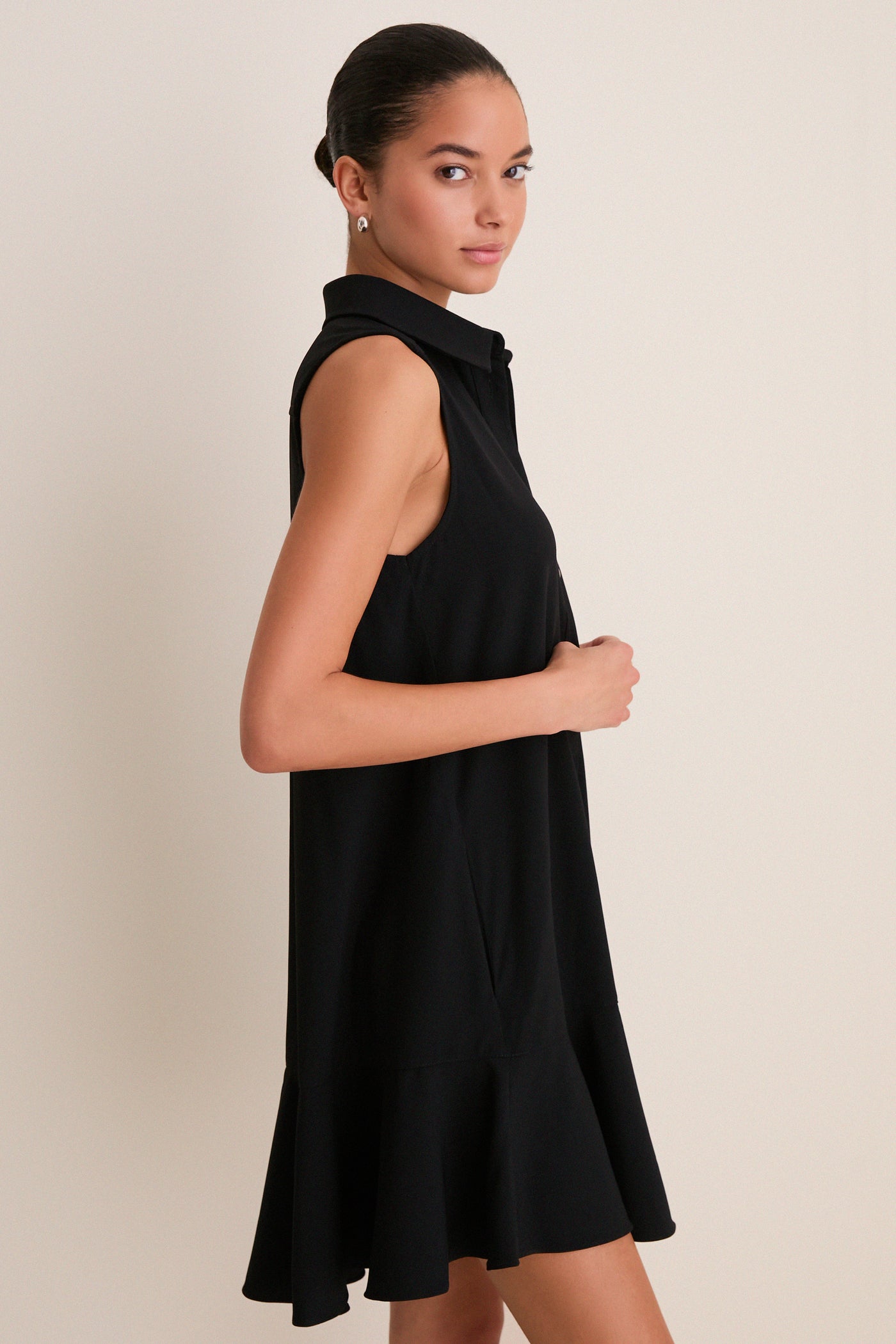 Black Crepe Sleeveless Callahan Shirt Dress | Tuckernuck Black Crepe Sleeveless Callahan Shirt Dress | Tuckernuck