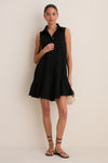 Black Crepe Sleeveless Callahan Shirt Dress