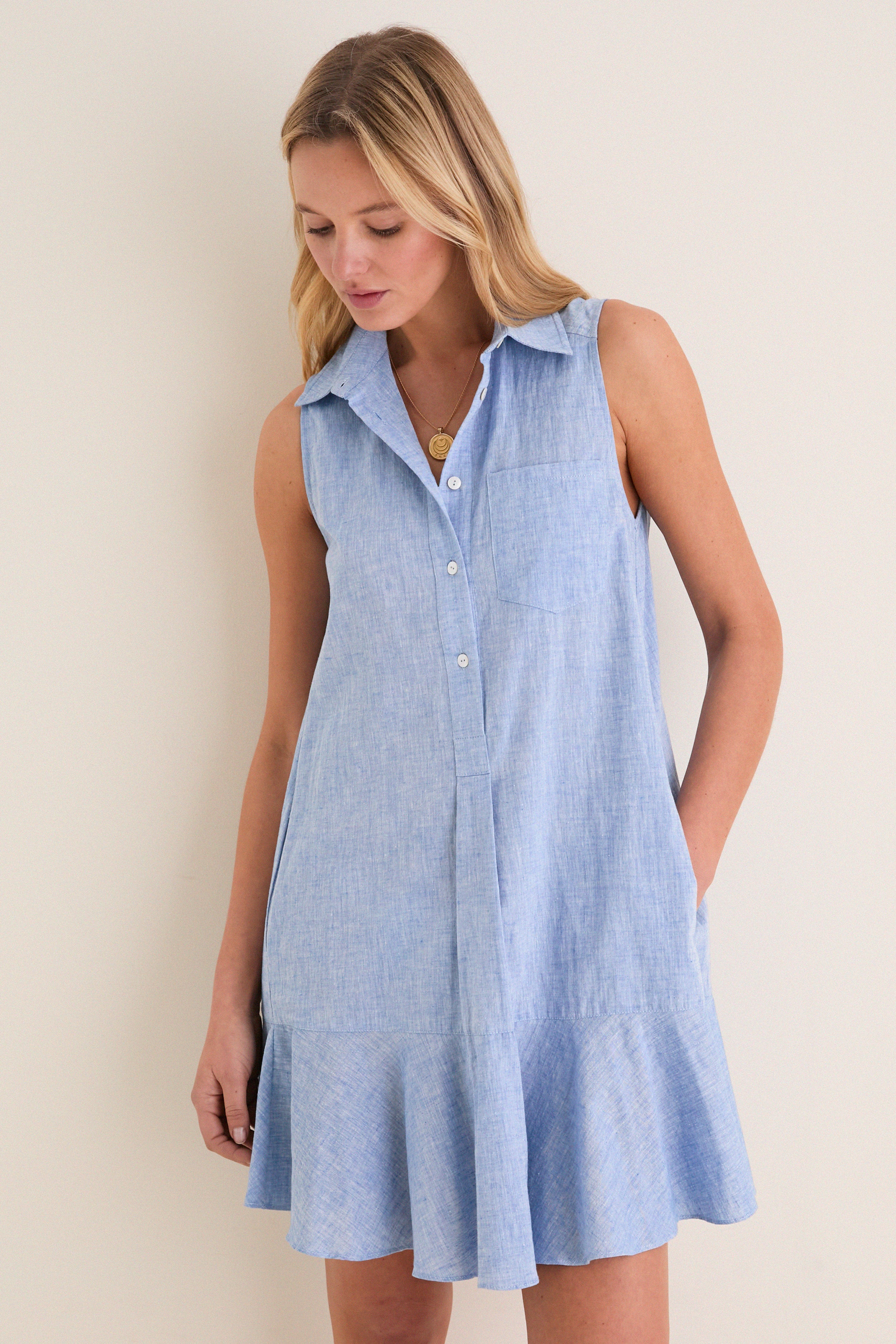 Tuckernuck Chambray Sleeveless Callahan Shirt Dress Chambray / XL