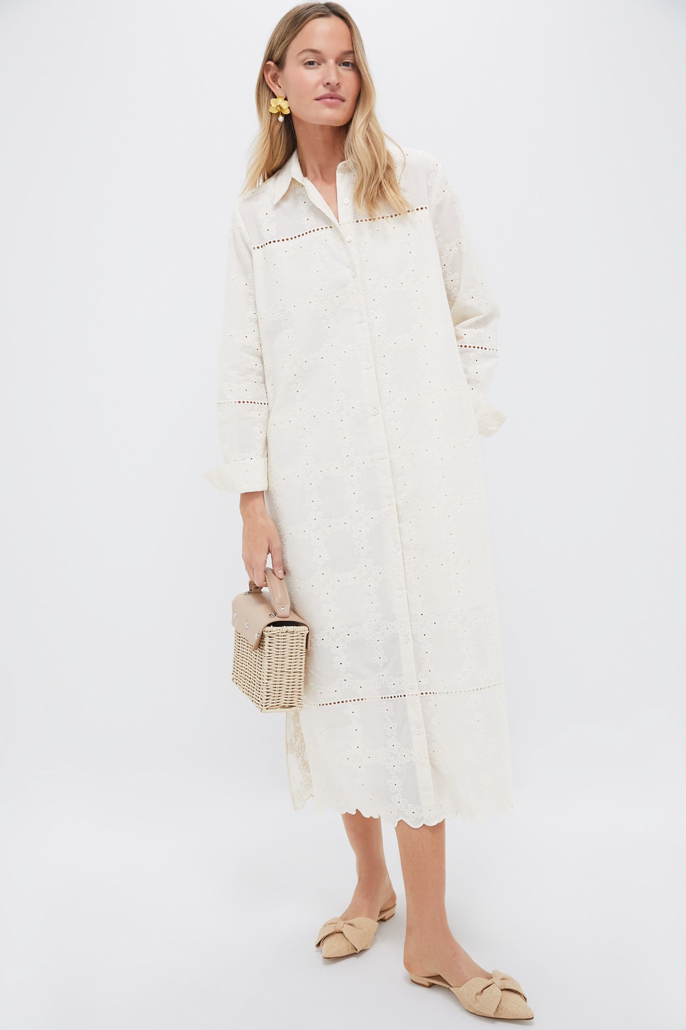 long sleeve eyelet dress The Somerset Mini Dress: Long-Sleeve Edition Product Features Ivory Eyelet Griffin Dress Pomander