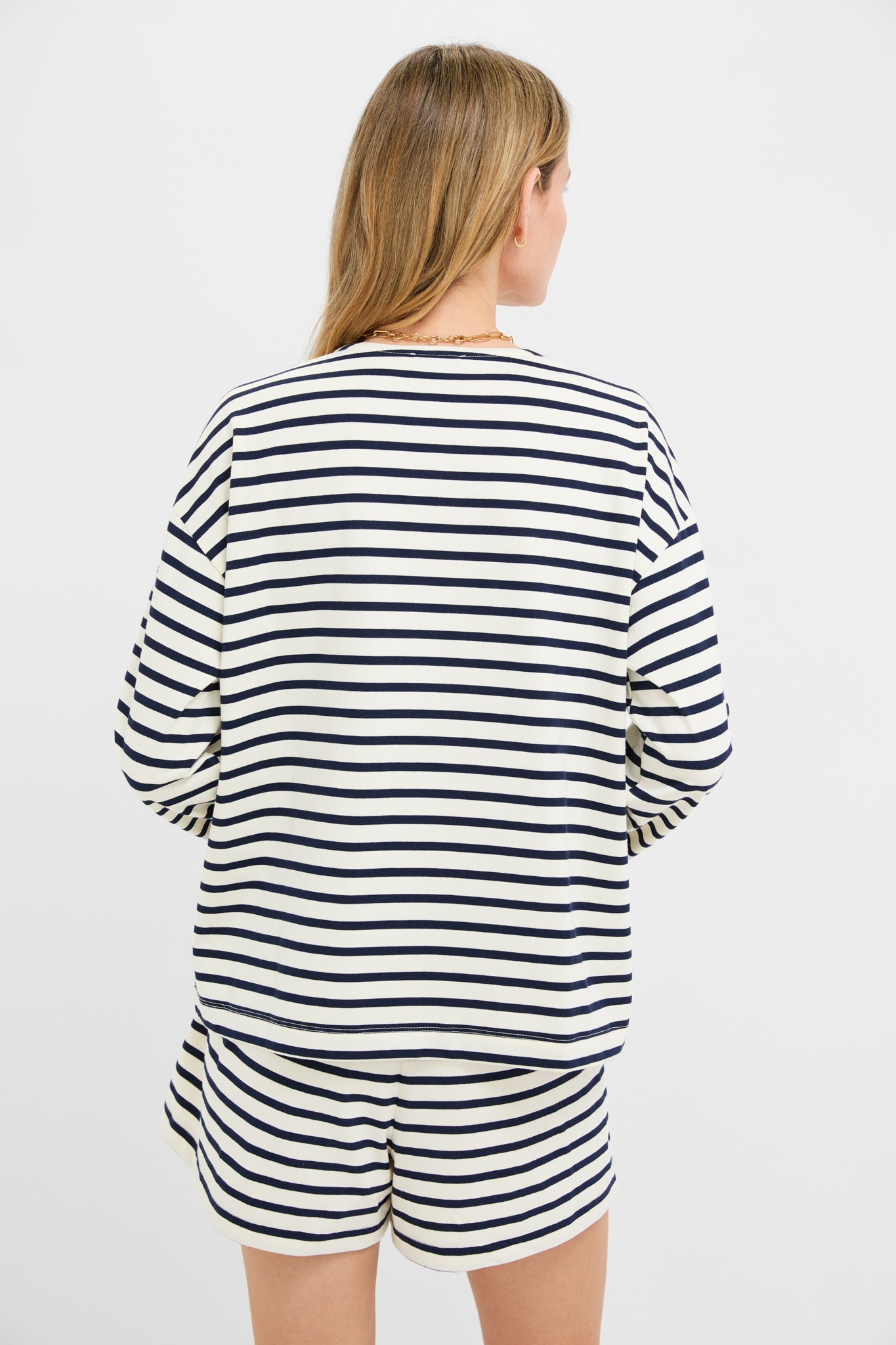 Navy and Ivory Stripe Knit Odie Tee