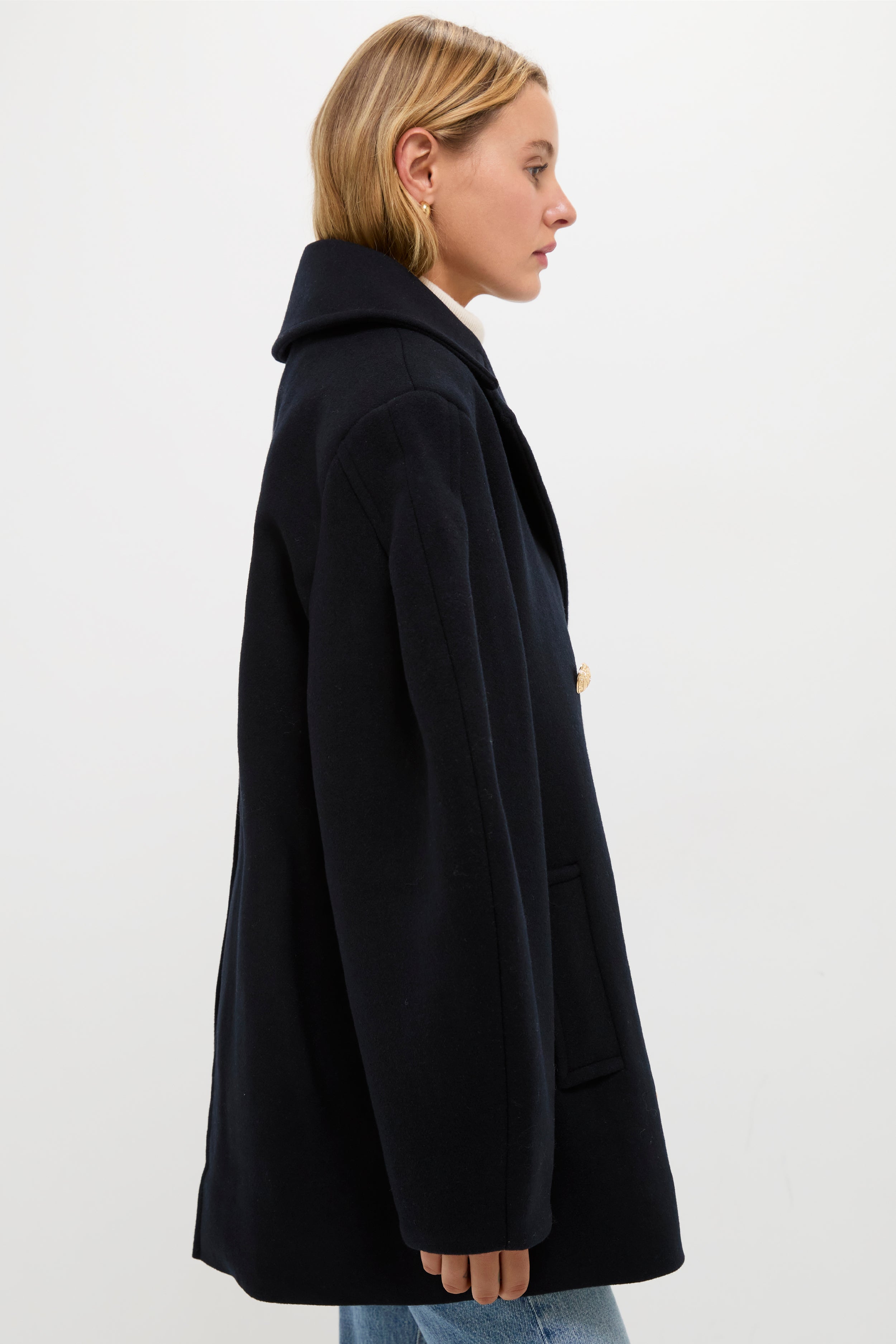 Sky Captain Peacoat Wool Midi Coat | GANNI