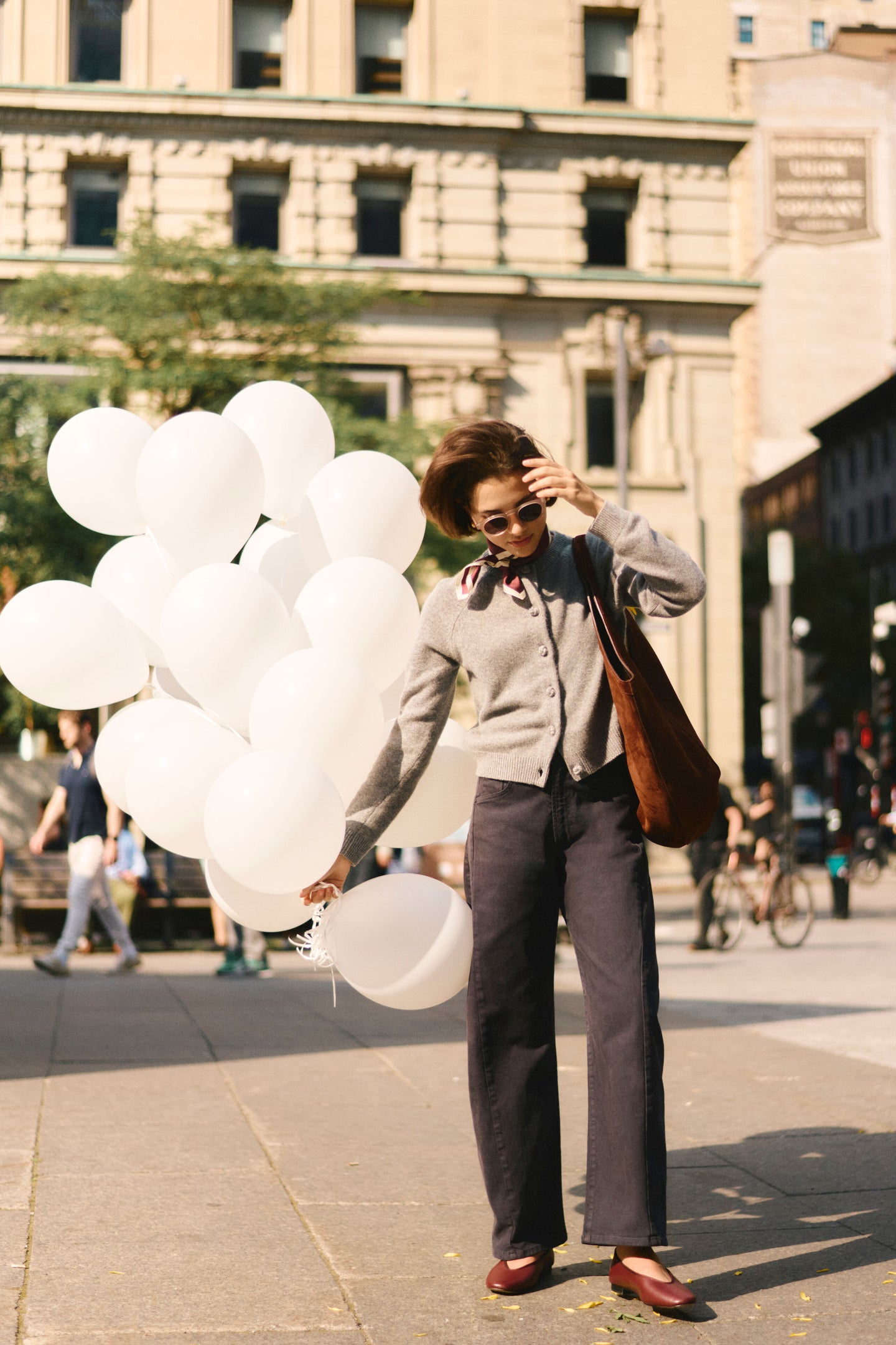 Gray Knot Button Cashmere Cardigan