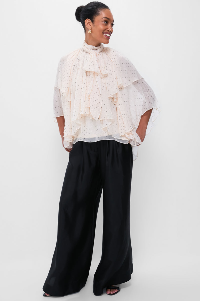 Cream Dot Hypnotic Cascading Blouse