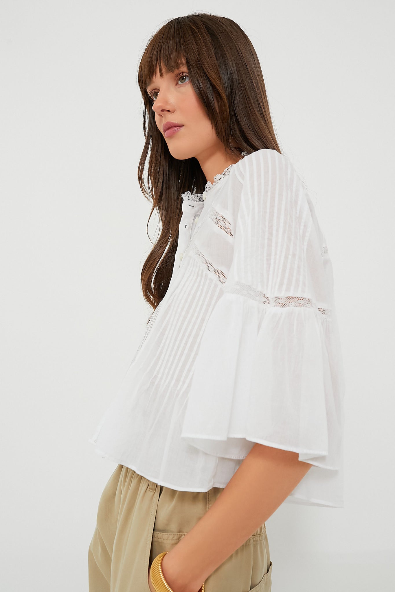 Isabel Marant Blouse outlet White Ruffle Long Sleeve Top M