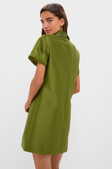 Green Embellished Aurelie Shift Dress