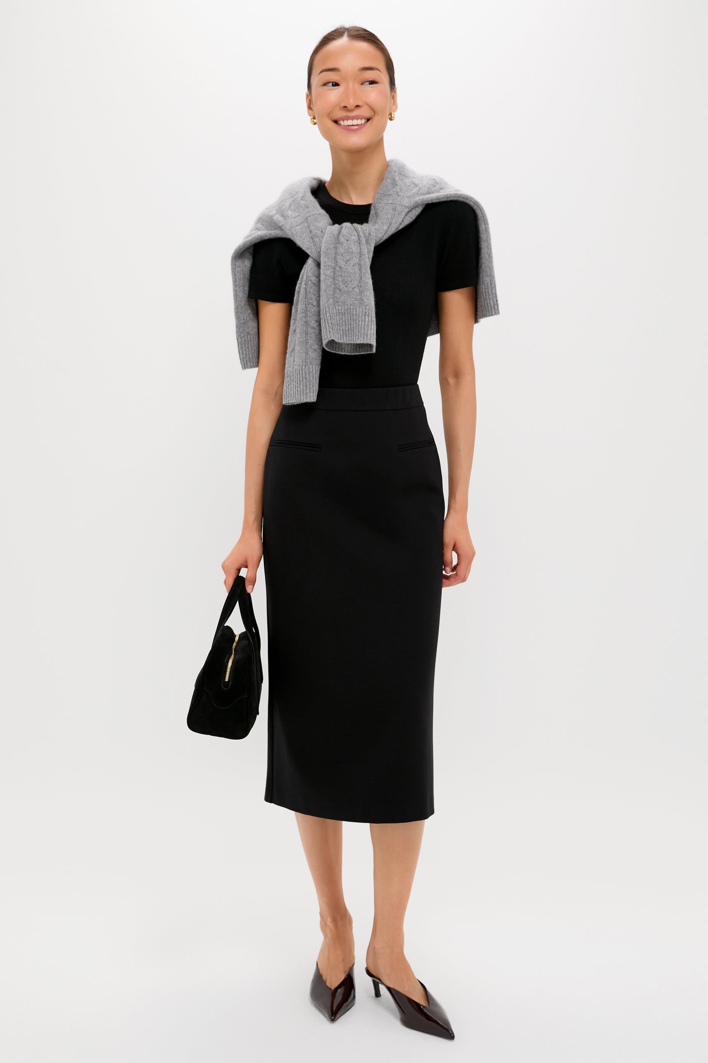 Black Rosewell Midi Skirt