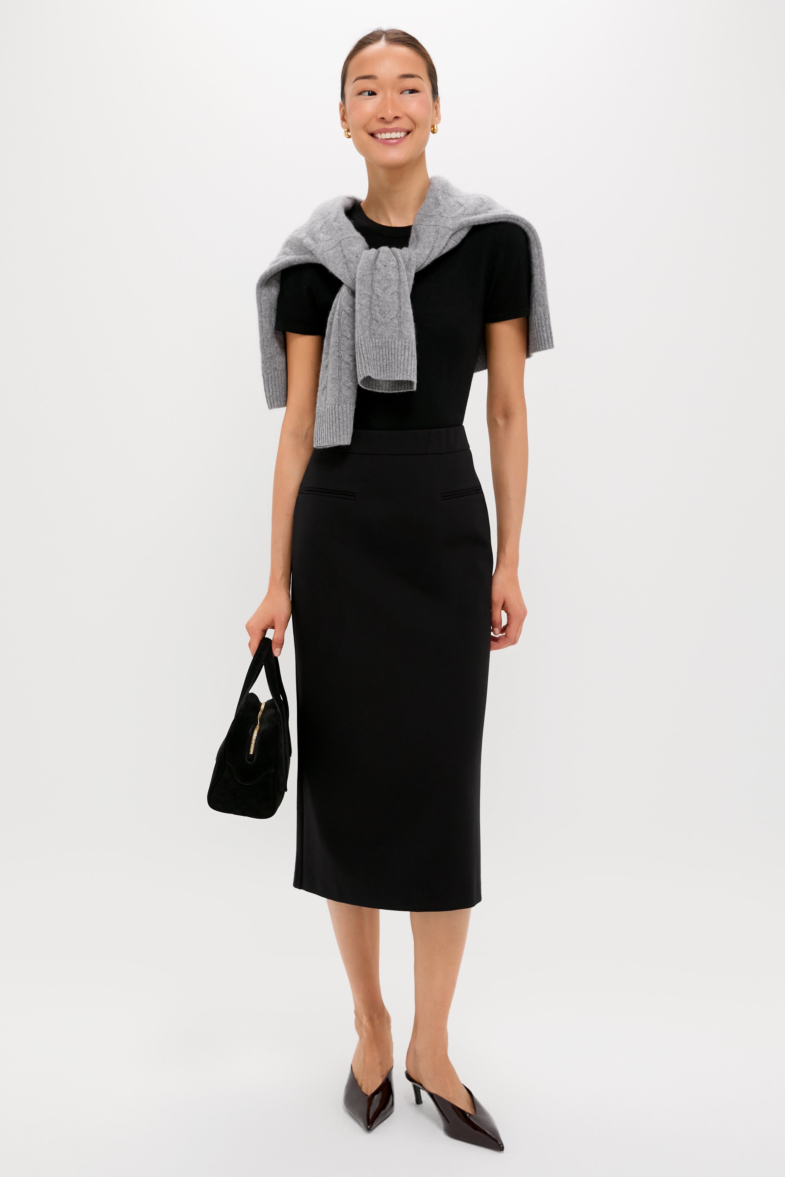 Black Rosewell Midi Skirt