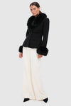 Black Tailored Boucle Fur Jacket