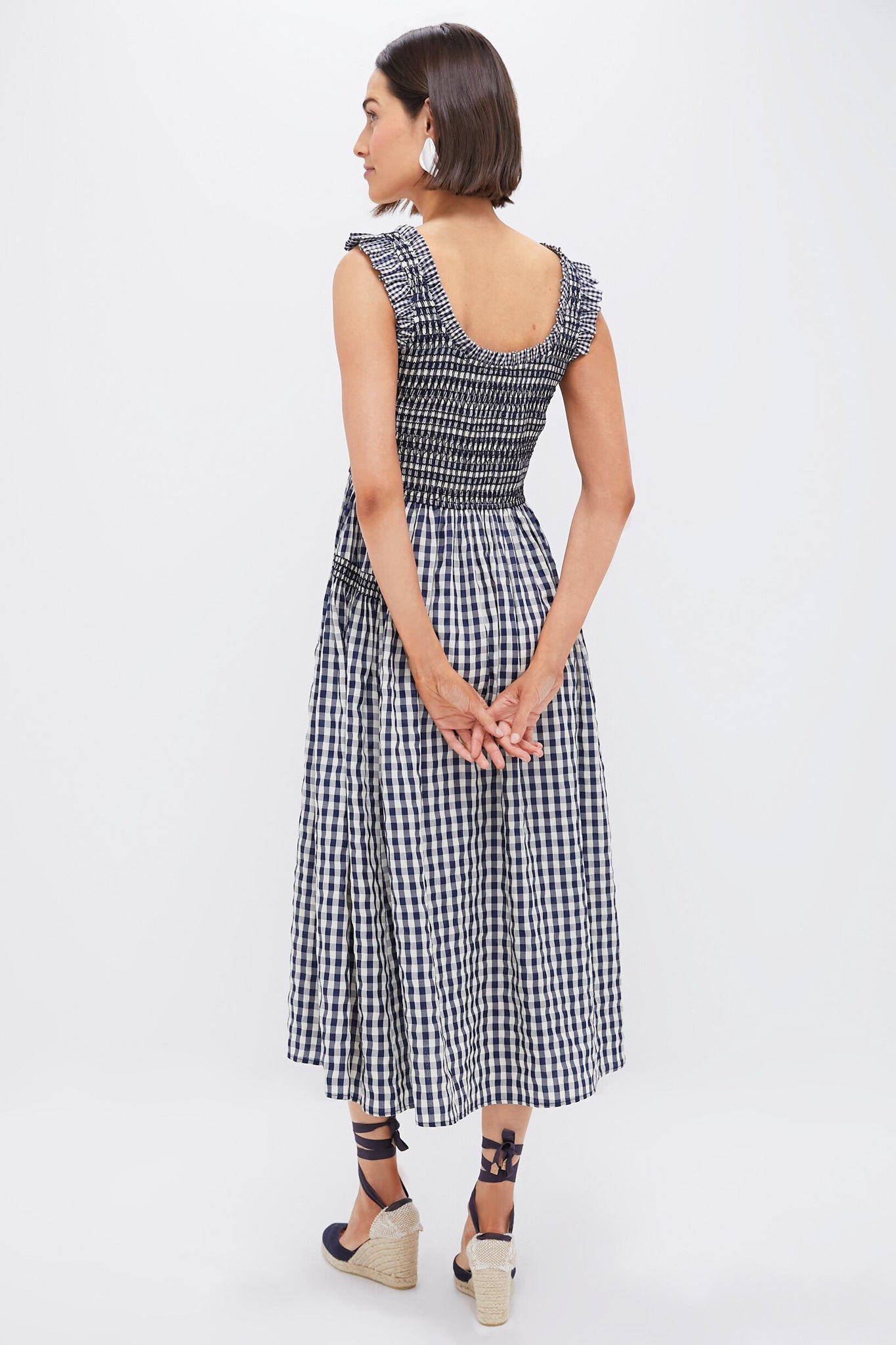 Navy Gingham Smocked Abilene Midi Dress | Pomander Place