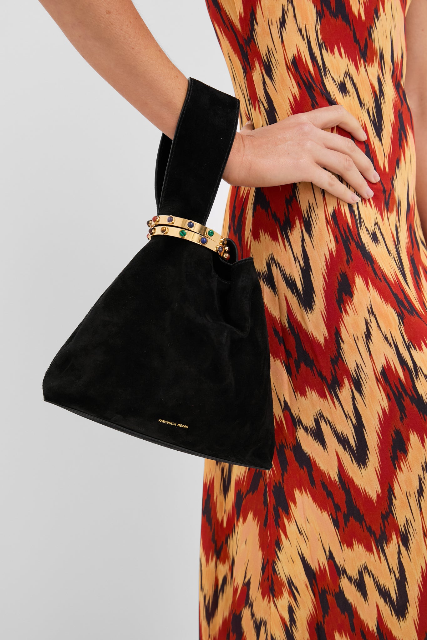 Black Suede Veronica Beard Swing Bag