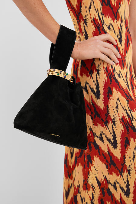 Black Suede Veronica Beard Swing Bag