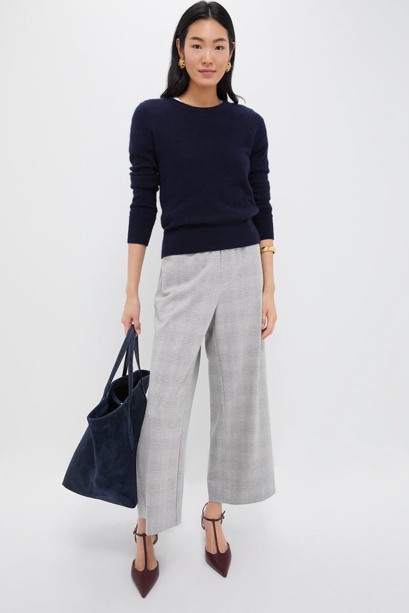 Gray Plaid Cropped Flare Carlton Pants
