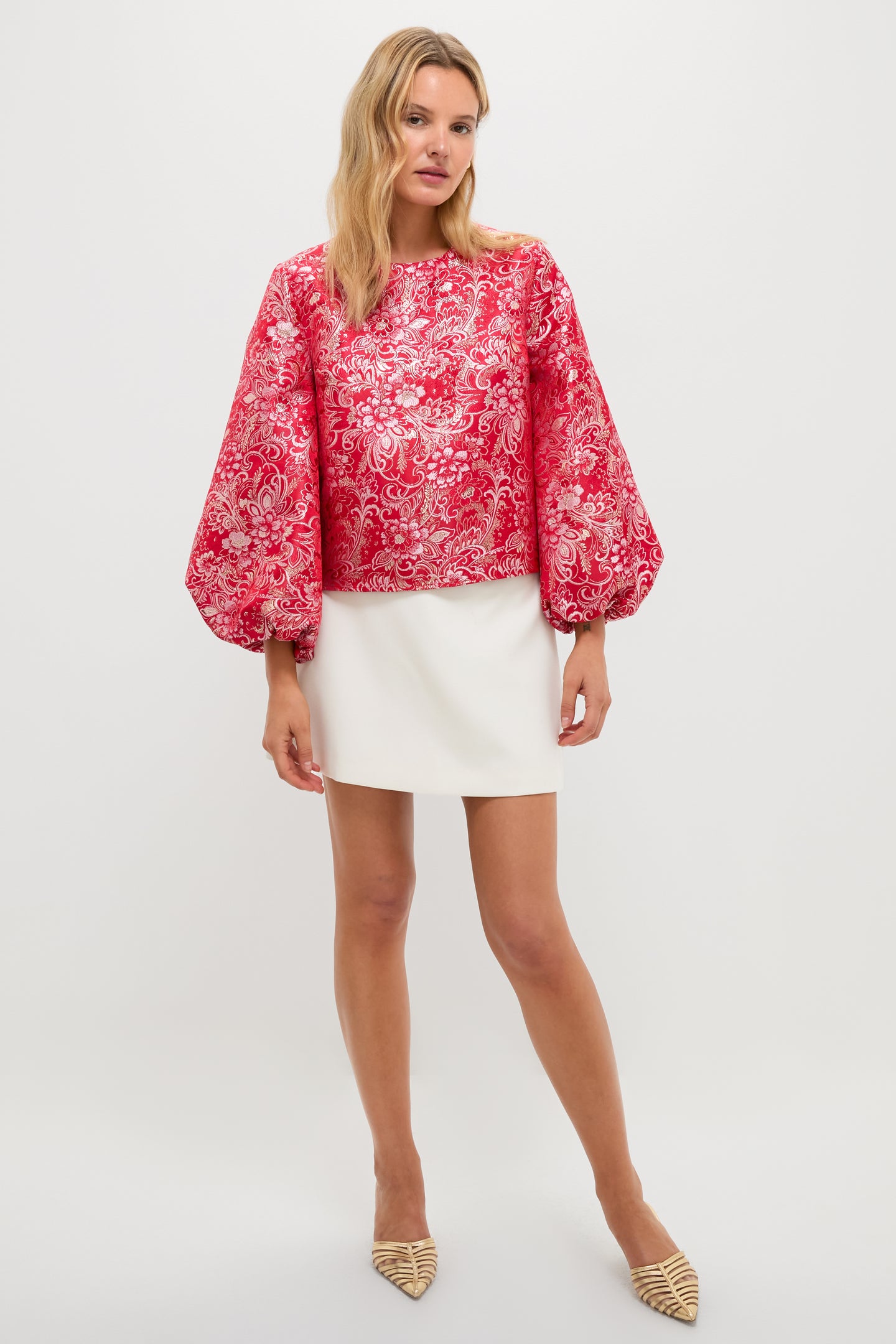 Red & Pink Jacquard Janie Blouse