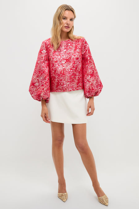 Red & Pink Jacquard Janie Blouse
