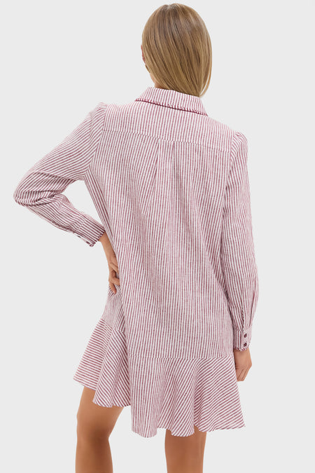 Red Stripe Linen Whipstitch Callahan Dress