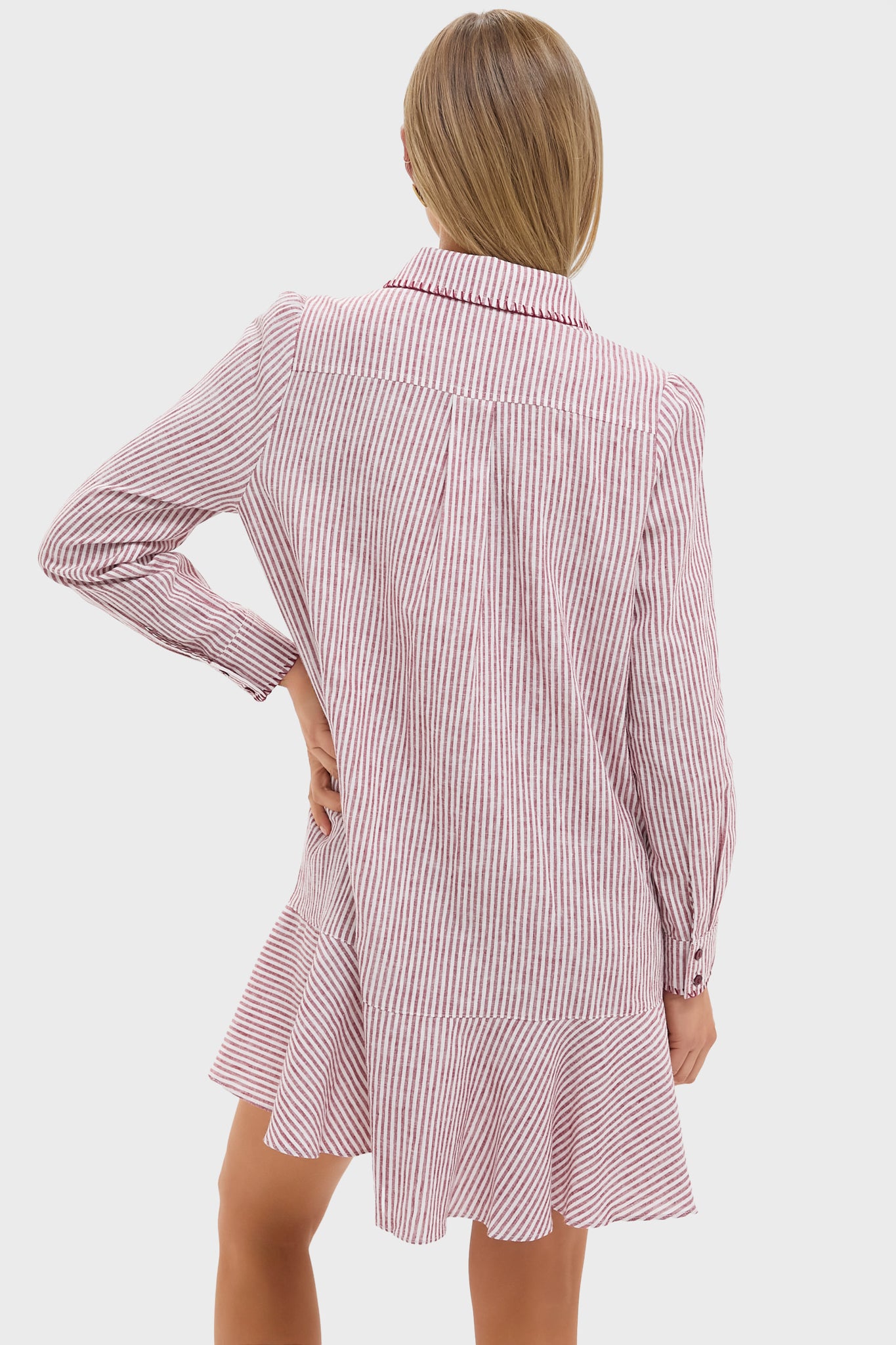 Red Stripe Linen Whipstitch Callahan Dress