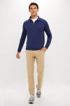 Navy Albatross Cotton-Blend Pique Quarter-Zip
