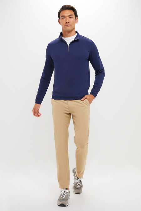 Navy Albatross Cotton-Blend Pique Quarter-Zip