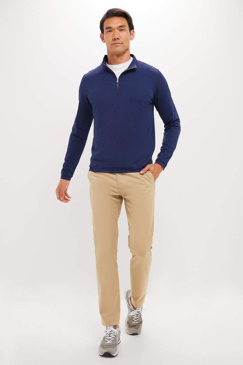 Navy Albatross Cotton-Blend Pique Quarter-Zip
