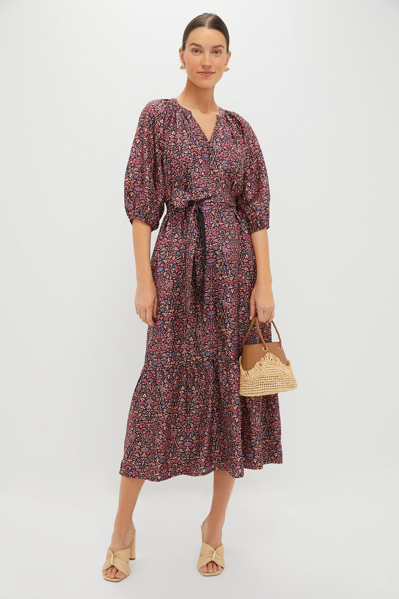 Raspberry Vine Floral Lyles Dress