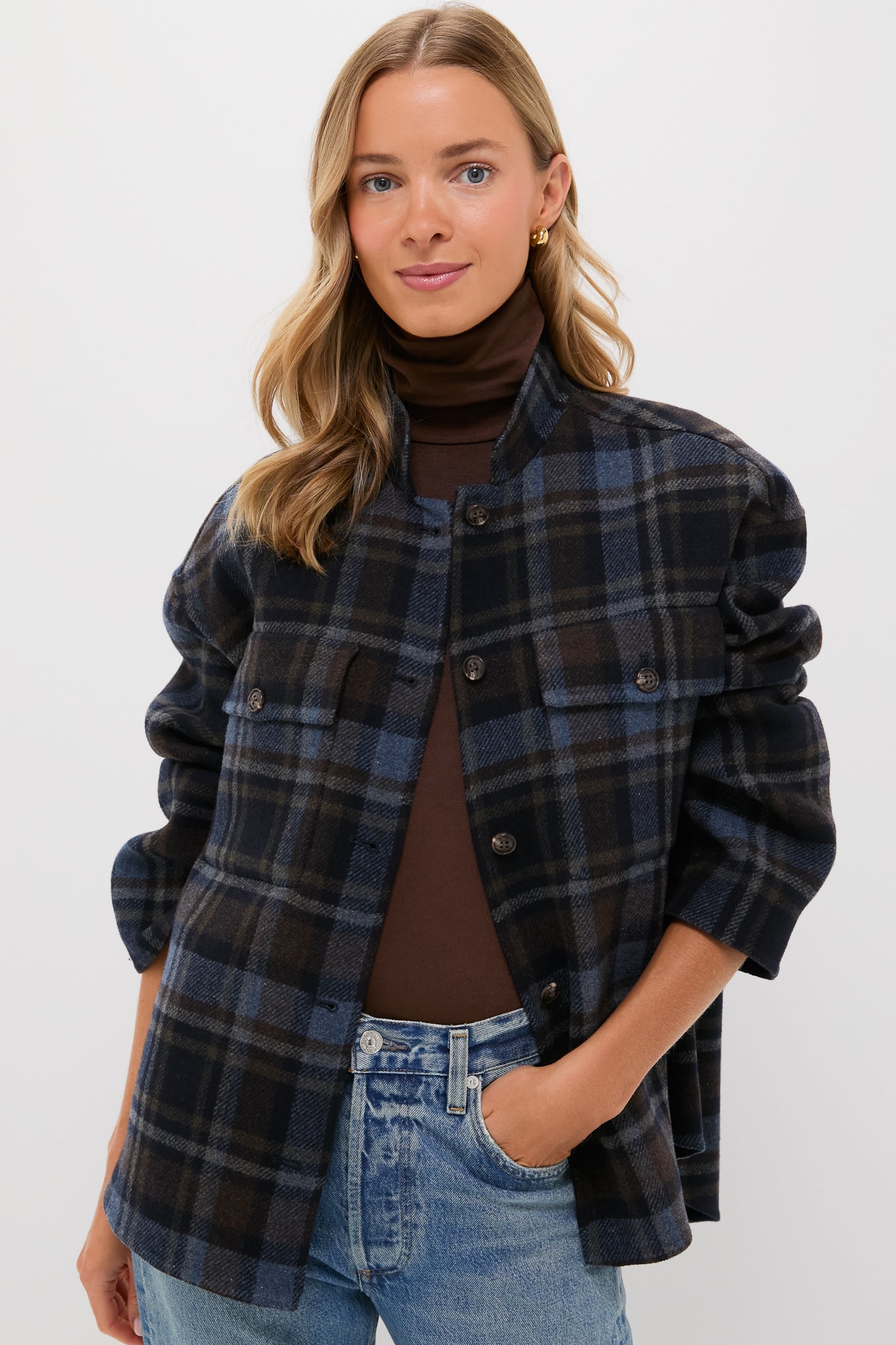 Navy and Plaid Reversible Bonnie Jacket