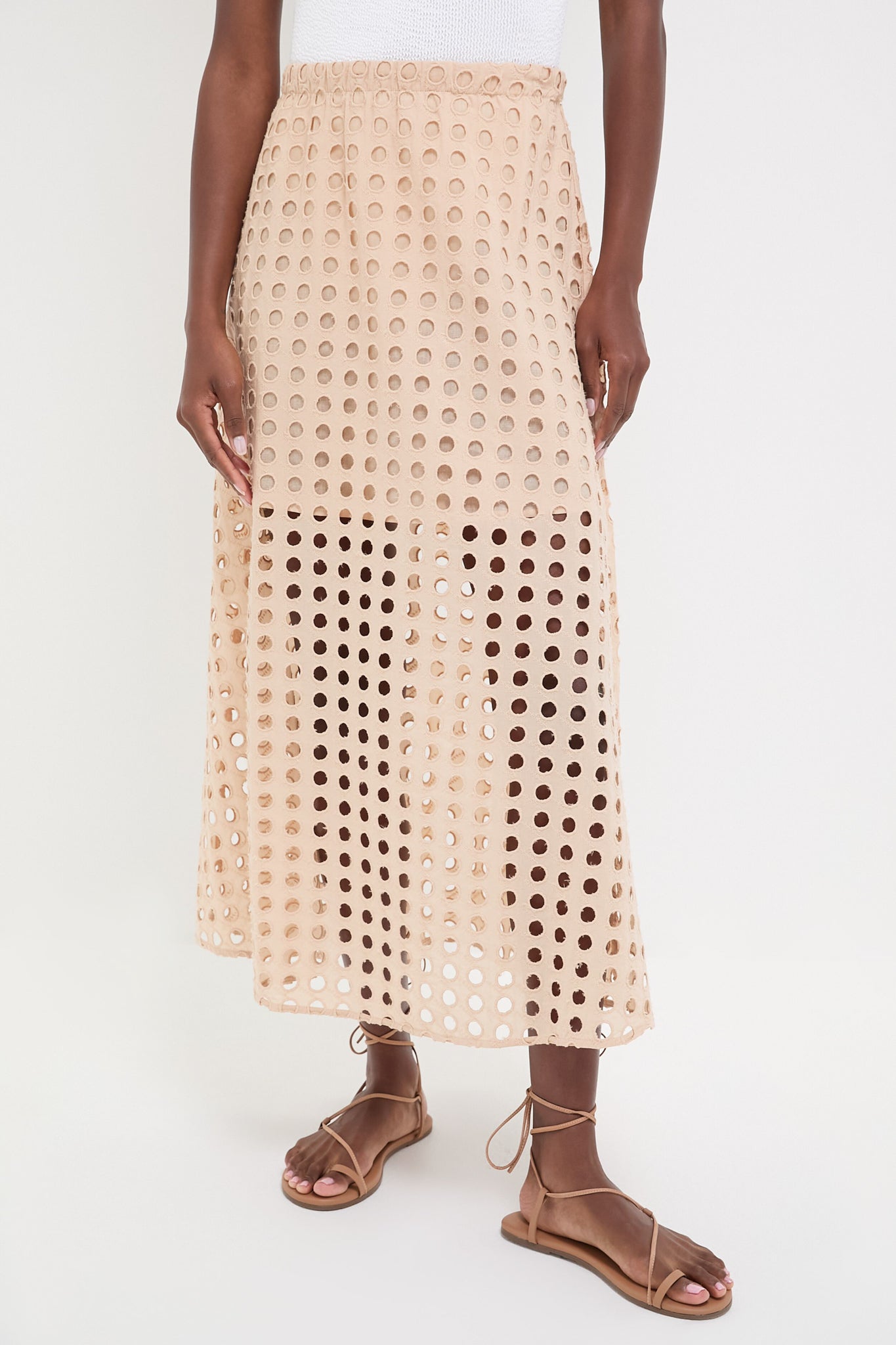 Tan Cotton Eyelet Eve Skirt