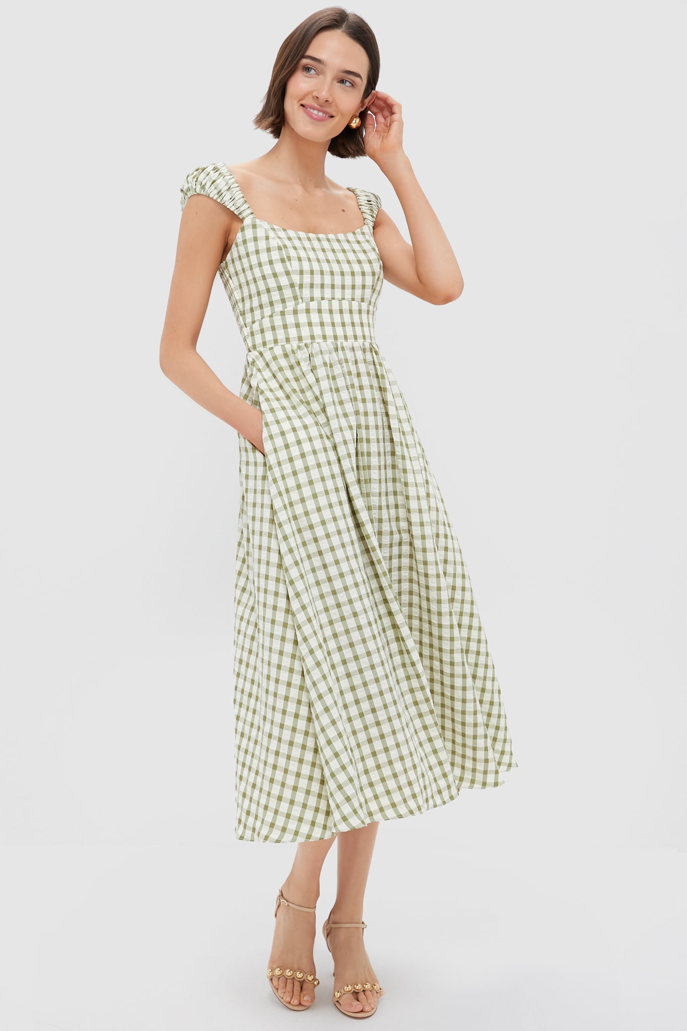 Sage Gingham Seersucker Amy Dress | Tuckernuck