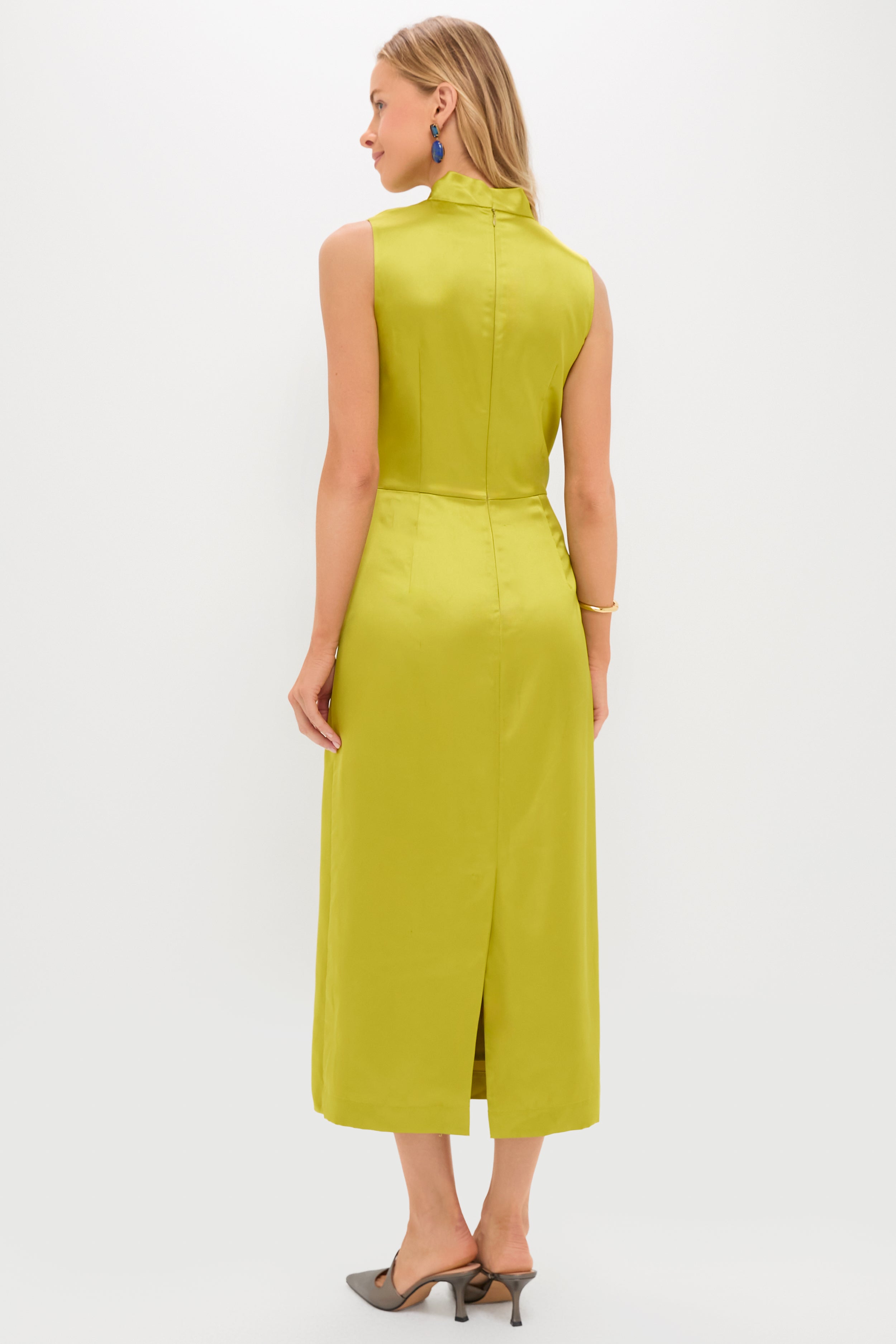 Tuckernuck Chartreuse Satin Sinclair Dress Lentil Sprout / 0 Tuckernuck Chartreuse Satin Sinclair Dress Lentil Sprout / 0