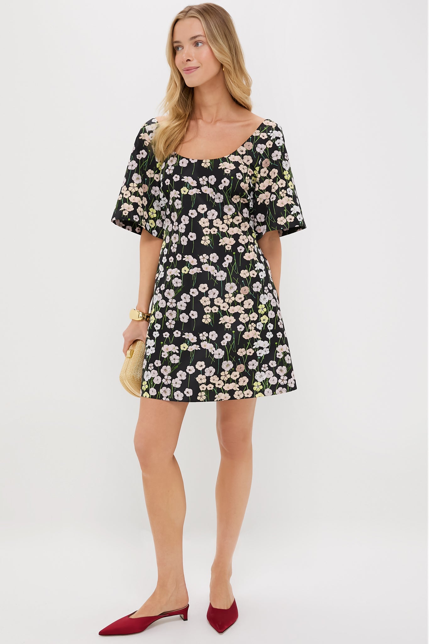 Black Buttercups Short Manou Dress