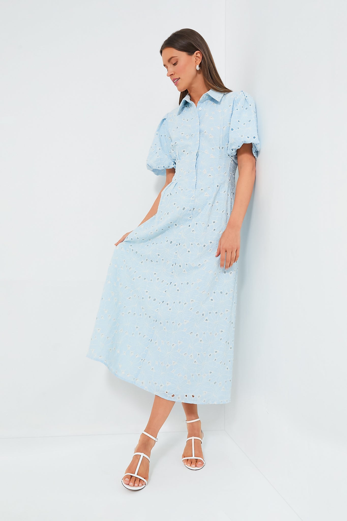 Eyelet blue dress best sale