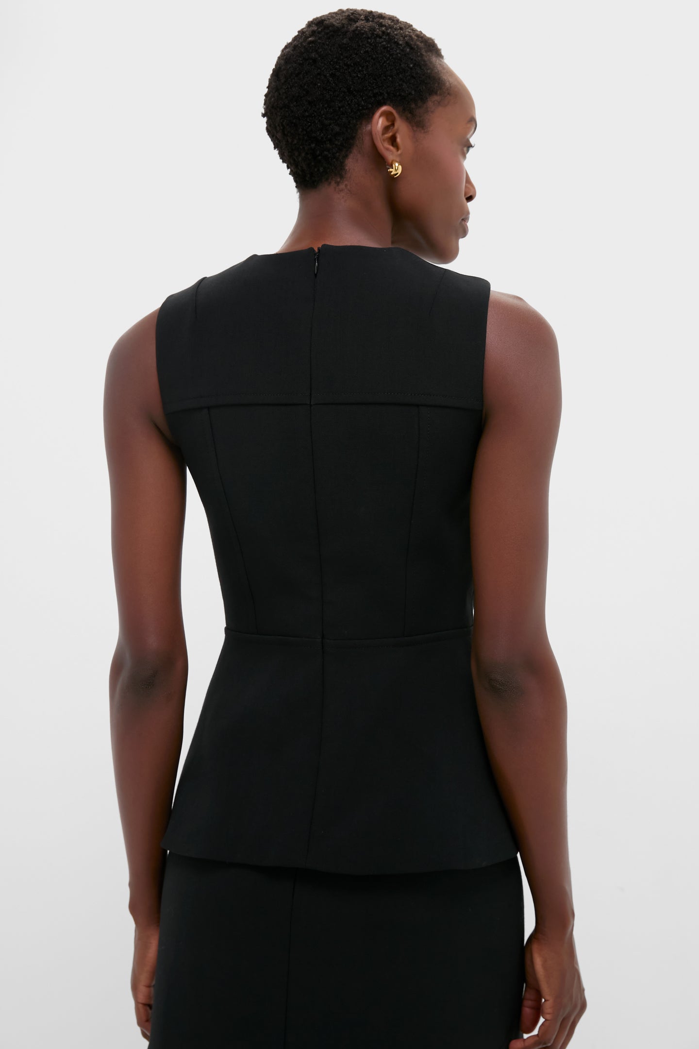 Black Reville Birdseye Suiting Top