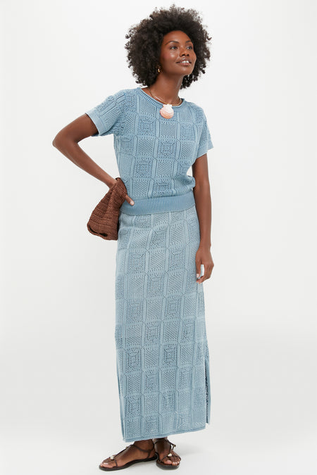 Indigo Pointelle Preston Skirt
