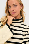 Exclusive Cream Striped Turtleneck Sweater