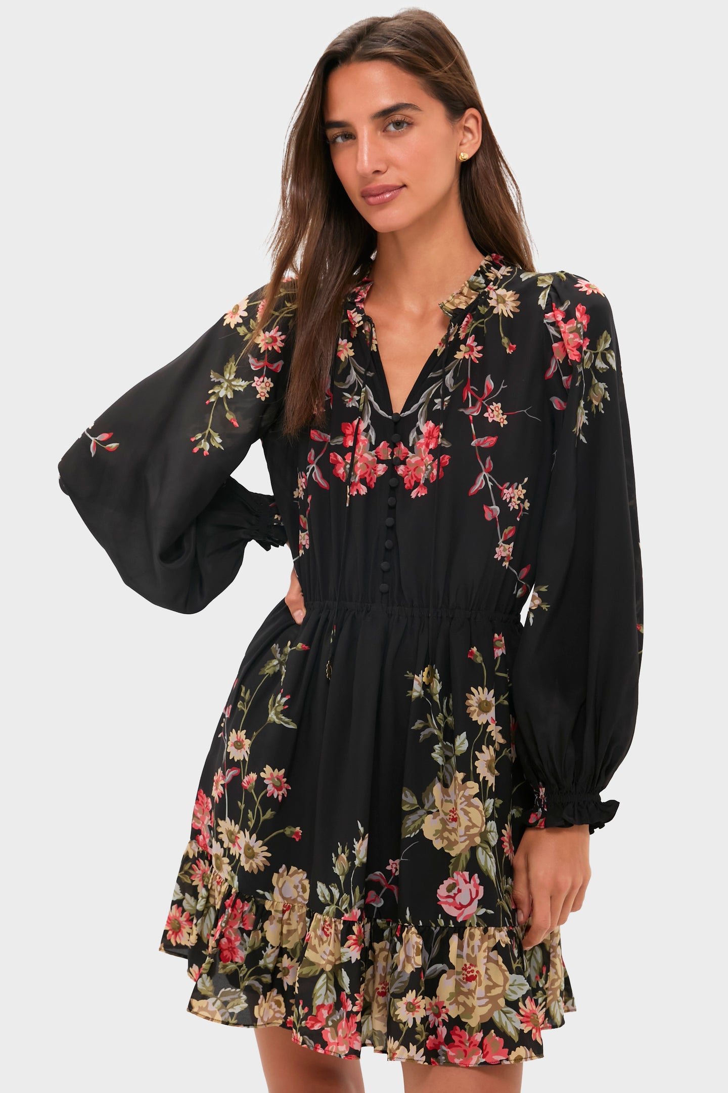 Multi Jolie Print Long Sleeve Mini Dress