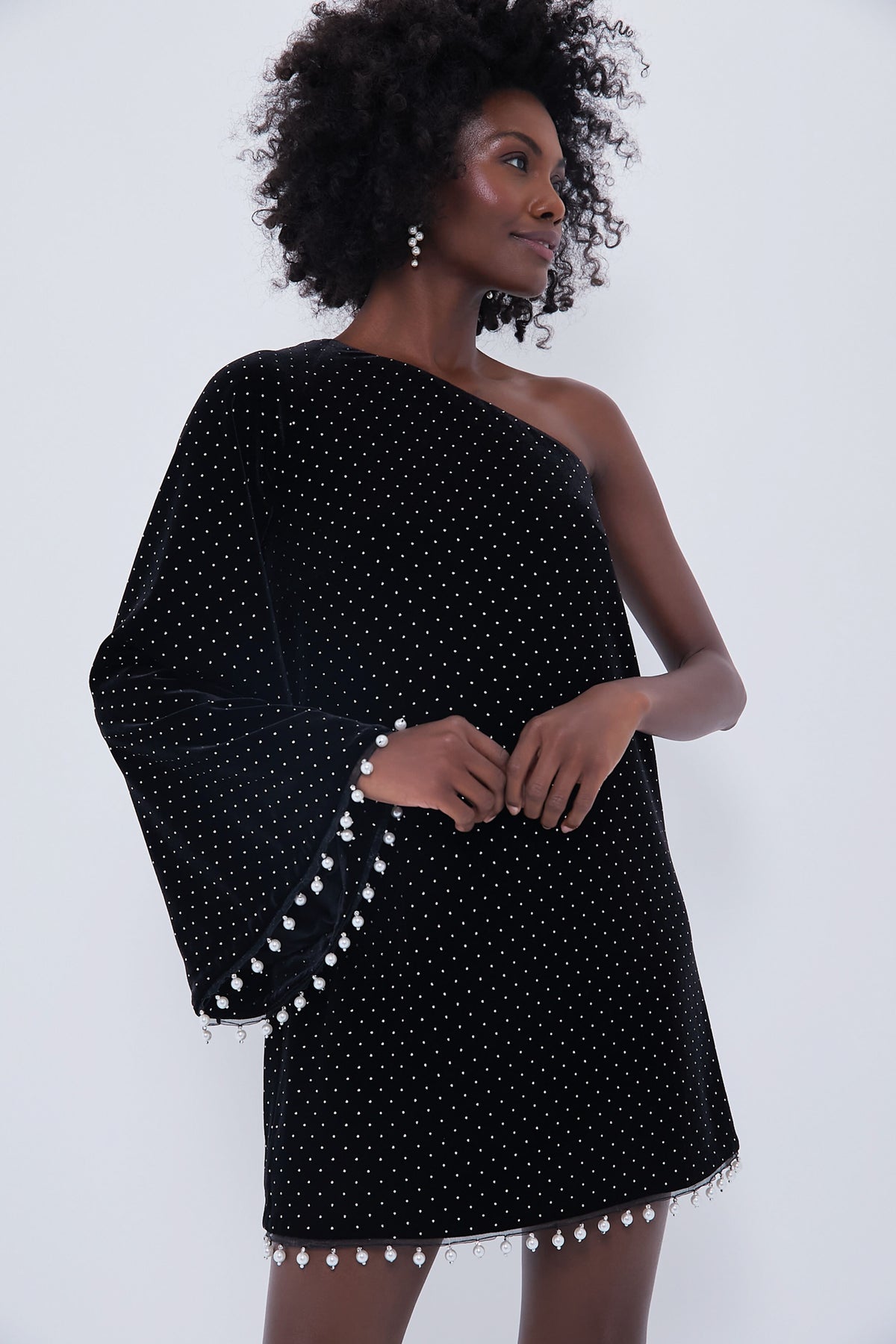 Black Crystal Velvet Vida Dress