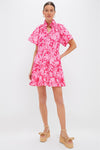 Pink Textured Floral Thea Mini Dress