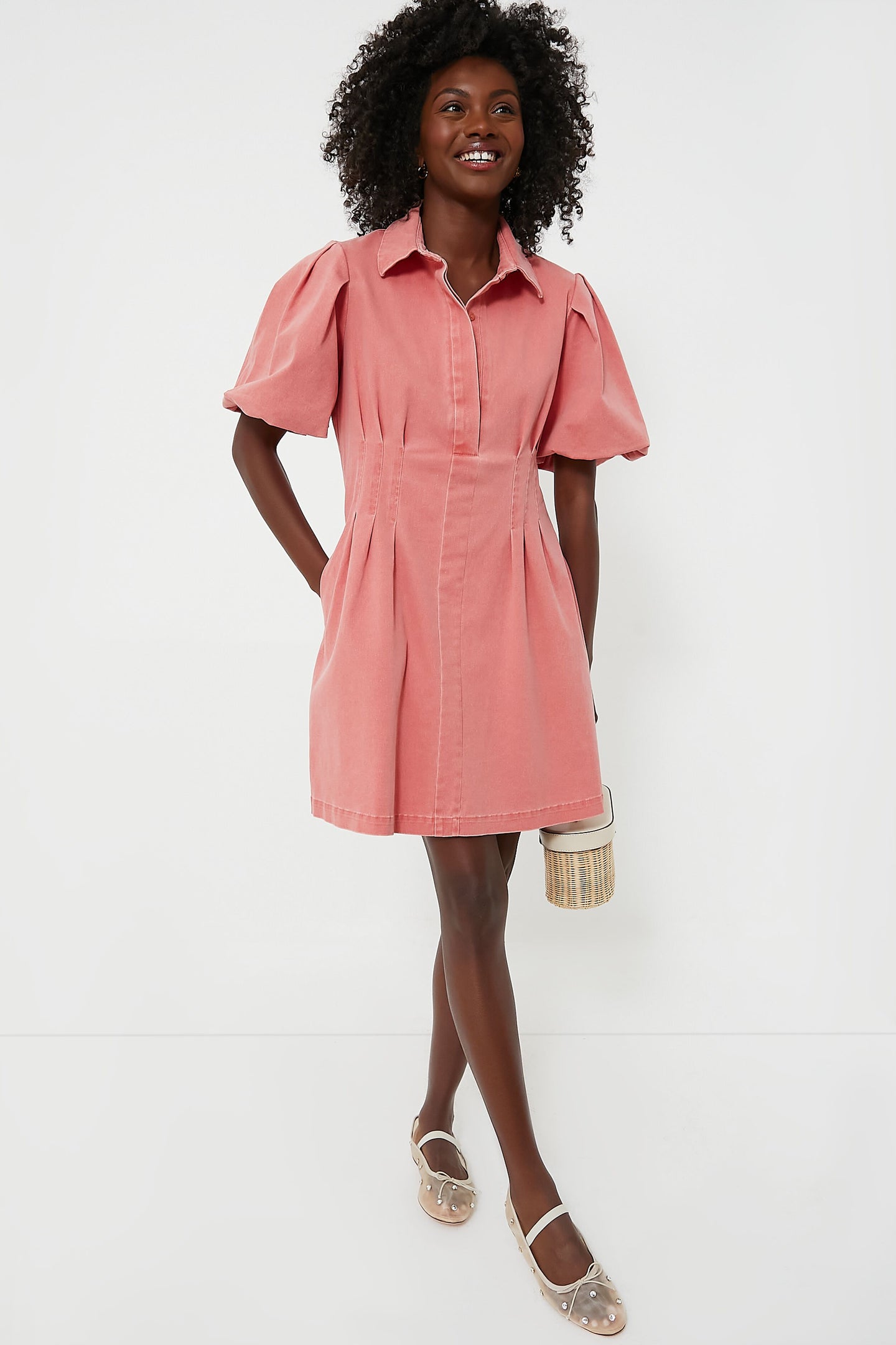 Nantucket Red Stretch Twill Mini Delaney Dress