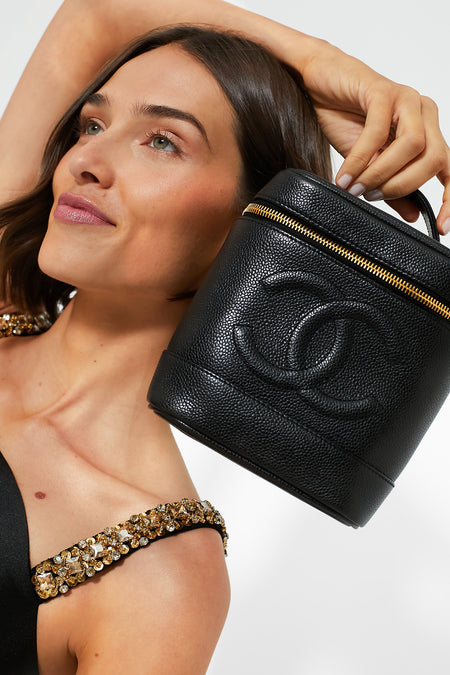 CHANEL Black Caviar Tall Vanity Bag
