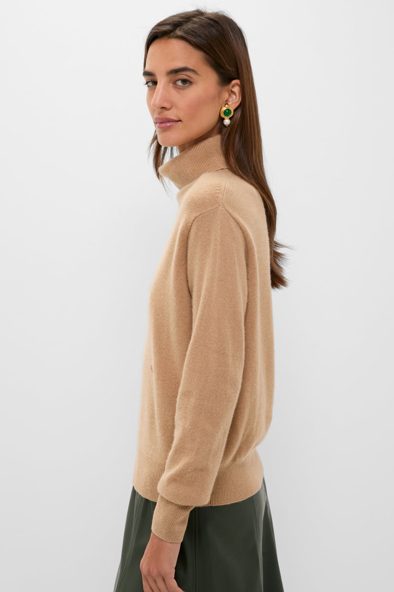 Camel Cashmere Turtleneck Sweater