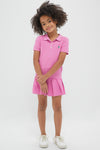 Girls Short Sleeved Combed Cotton Mini Cable Knit Polo