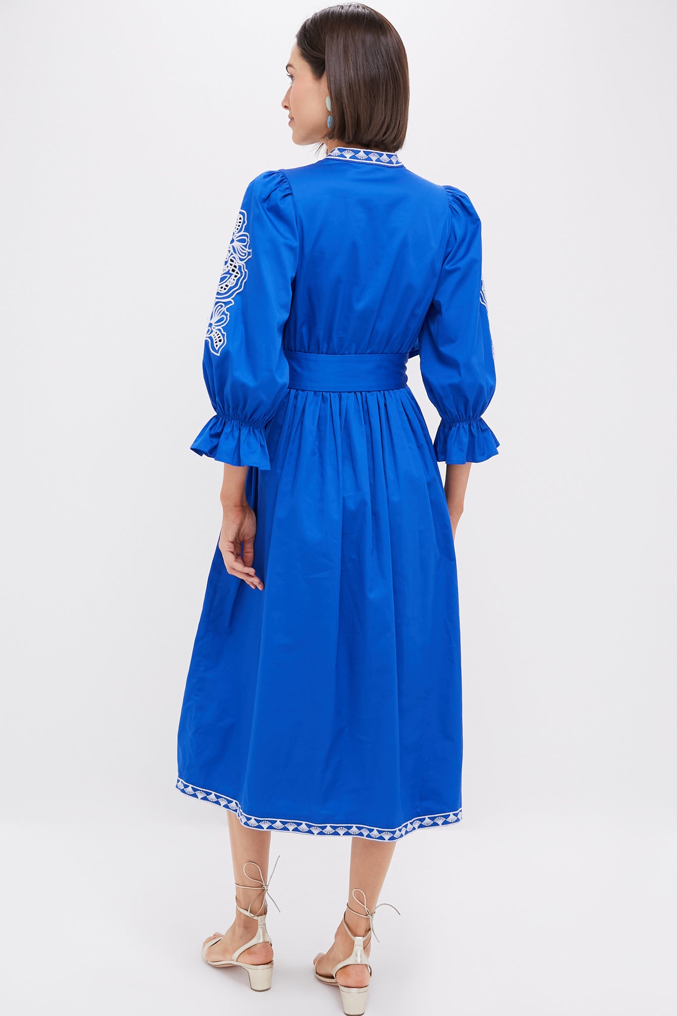 Royal Blue with Baby Blue Embroidery Dowling Midi Dress