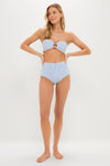 Classic Blue Stripe Tori Ties Bandeau Bikini Top