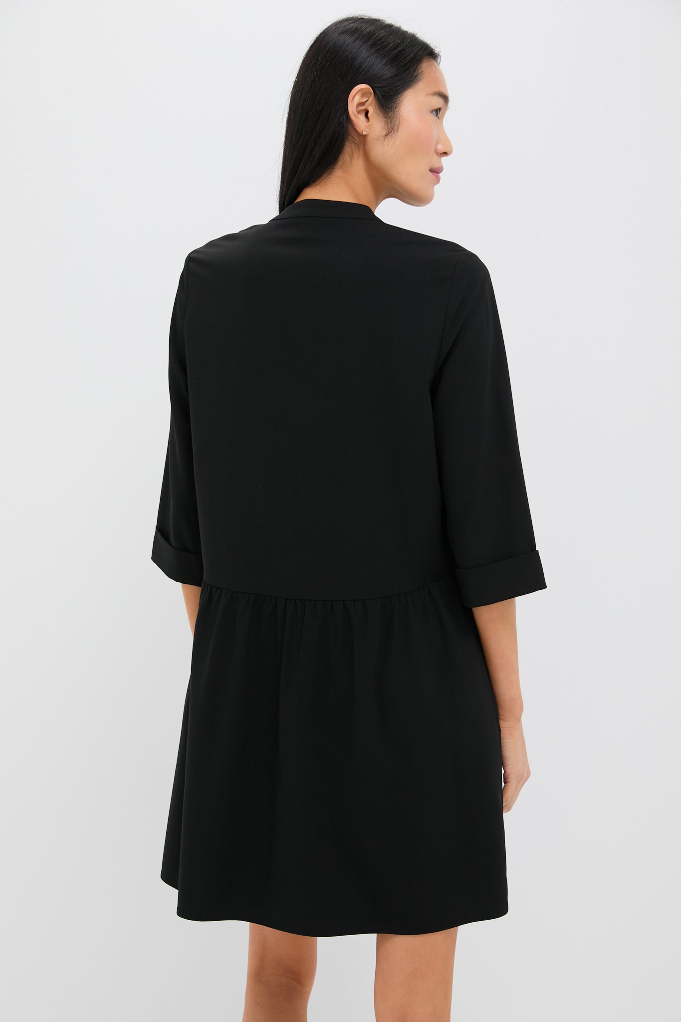 Black Stretch Crepe Royal Shirt Dress | Tuckernuck
