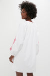 White & Red Embroidery Steph Mini Dress